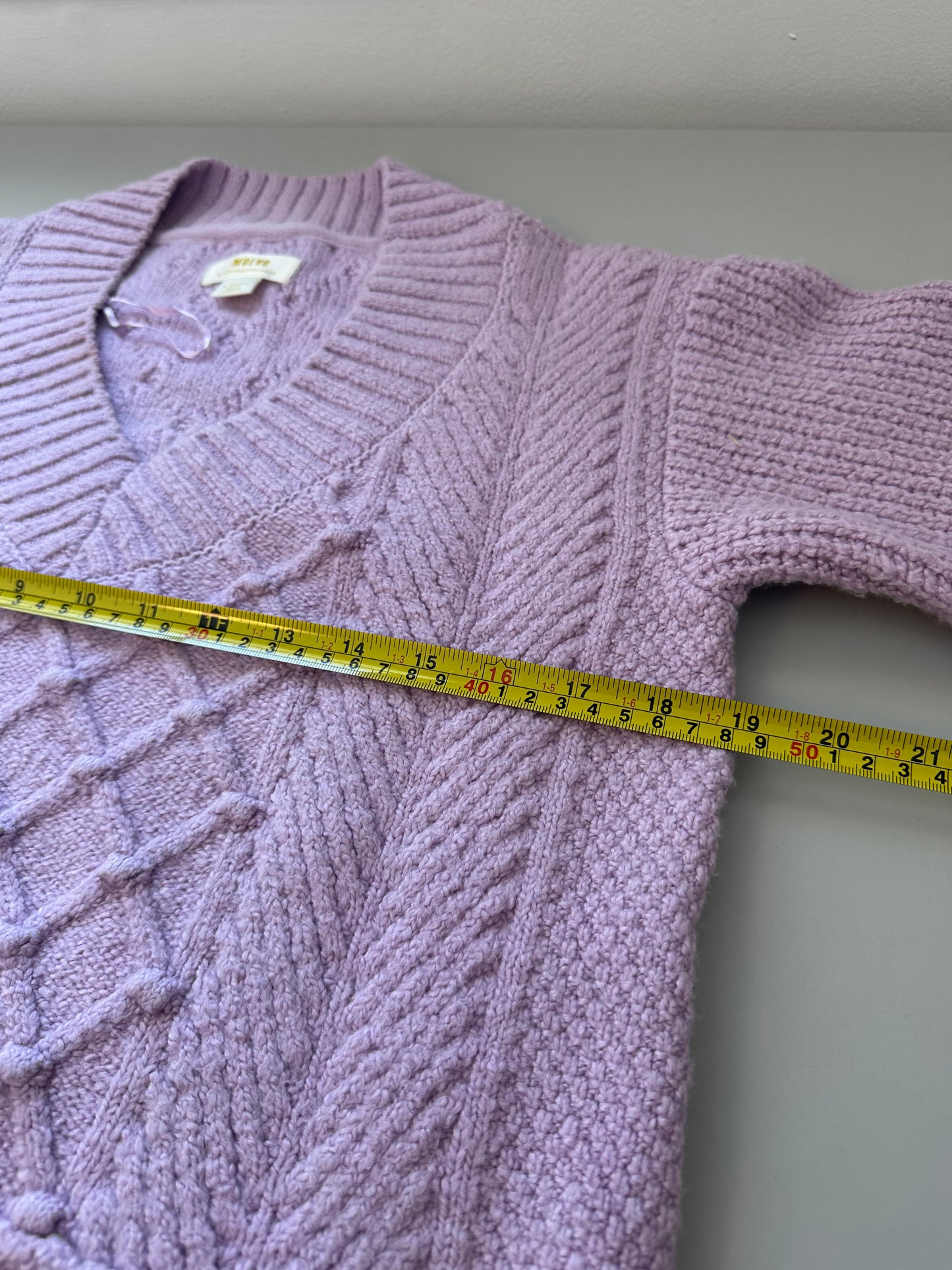 Anthropologie Maeve Tilly V-Neck Pullover Sweater in Lilac Purple | Size XS
