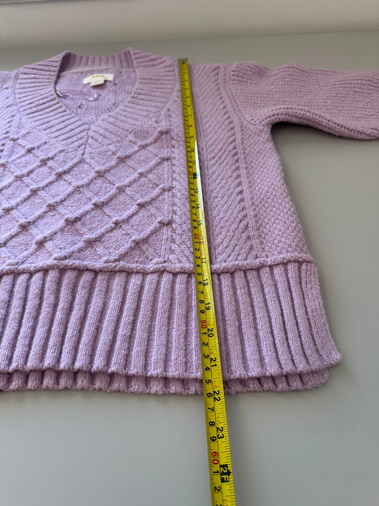 Anthropologie Maeve Tilly V-Neck Pullover Sweater in Lilac Purple | Size XS