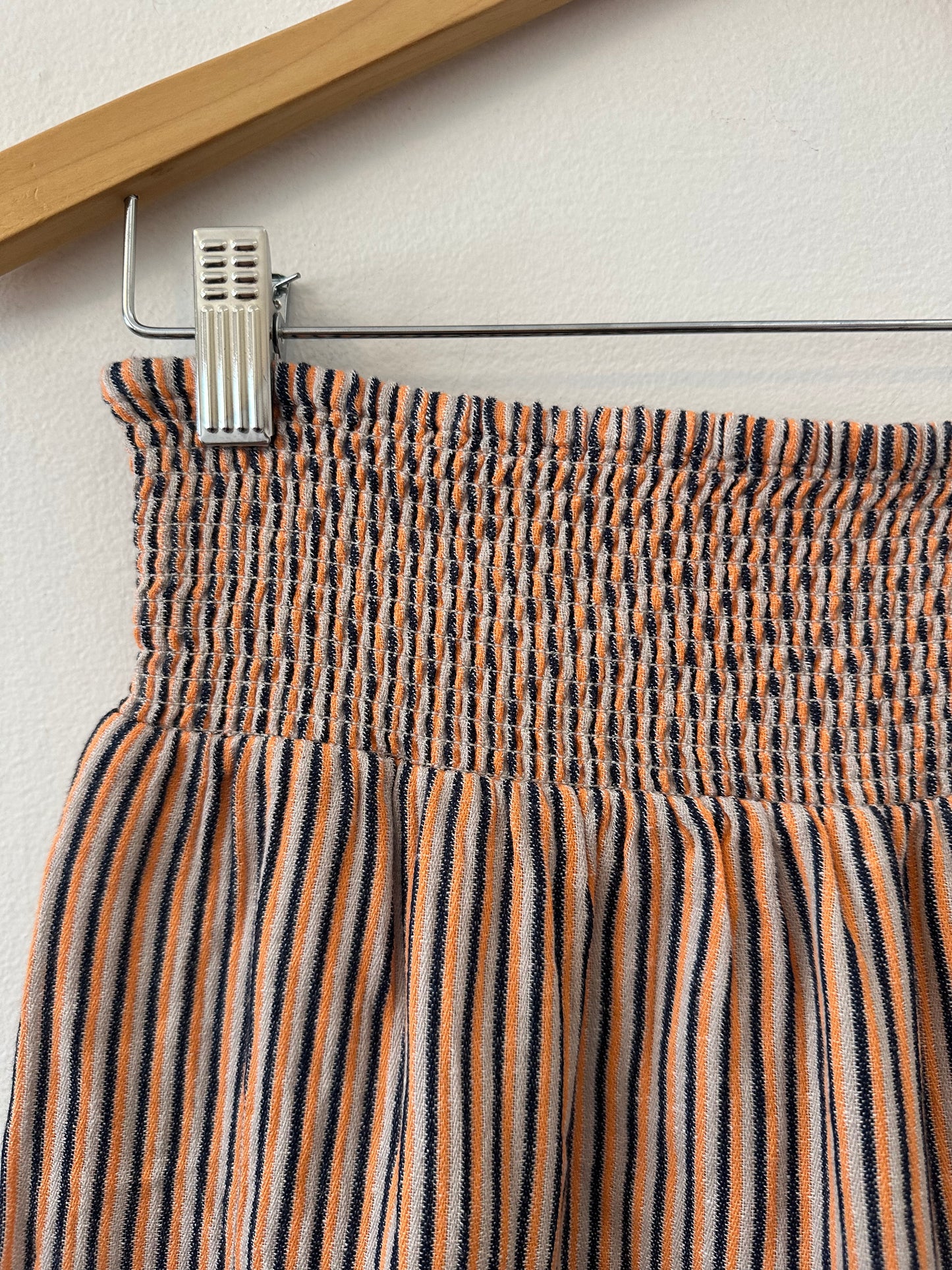 THML Striped Smocked Cotton Ruffle Mini Skirt | Size Small