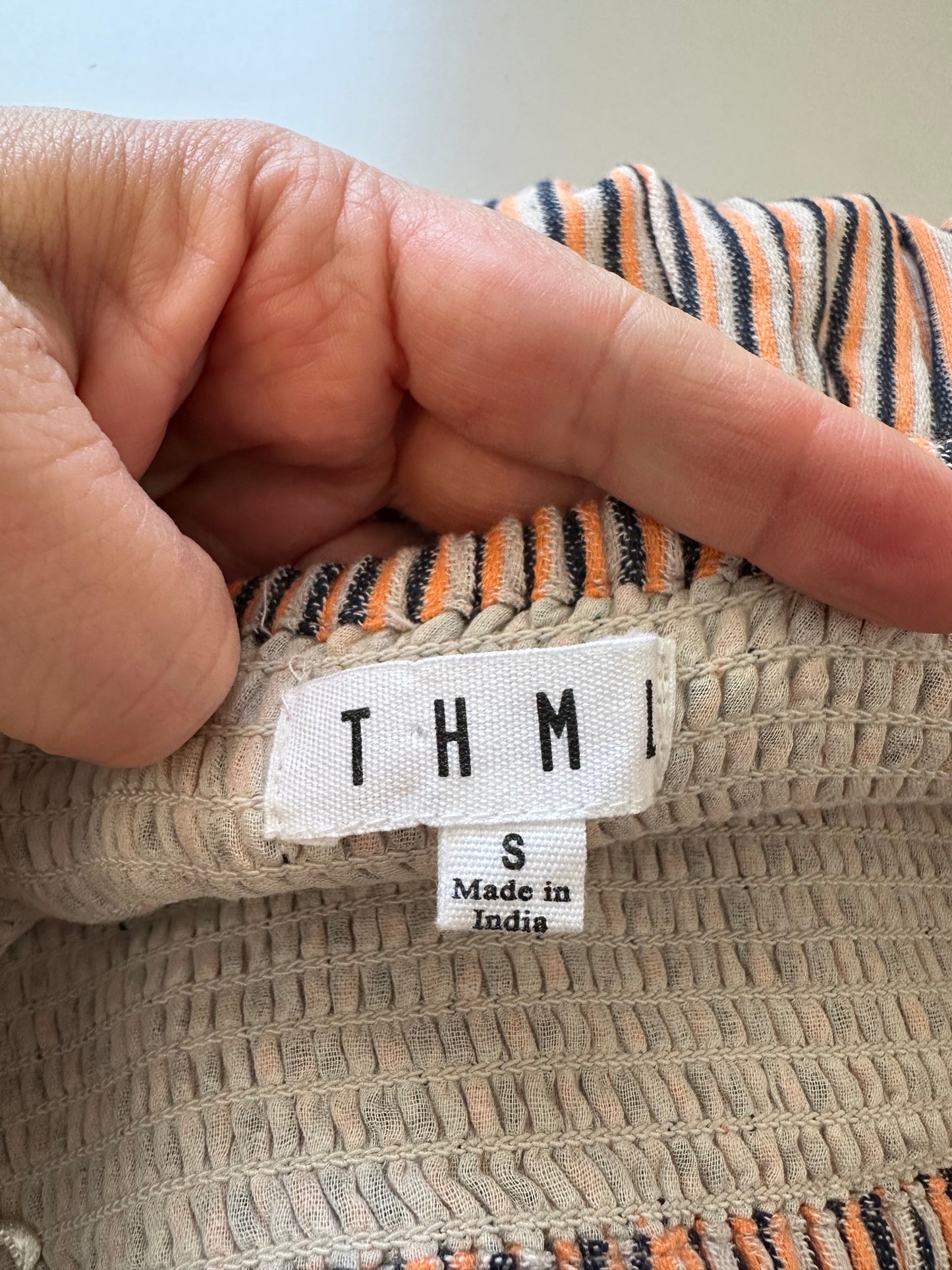 THML Striped Smocked Cotton Ruffle Mini Skirt | Size Small