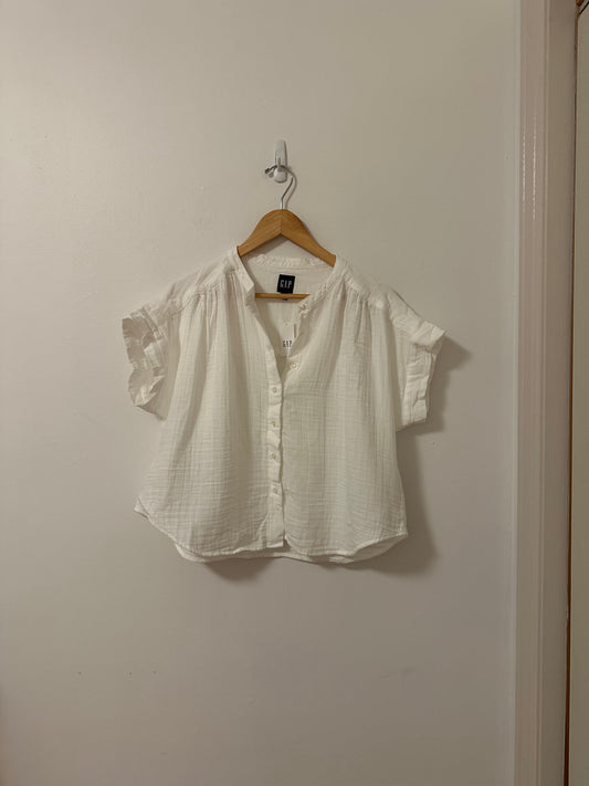 NWT Gap Cotton Gauze Dolman Shirt in New Off White | Size XS