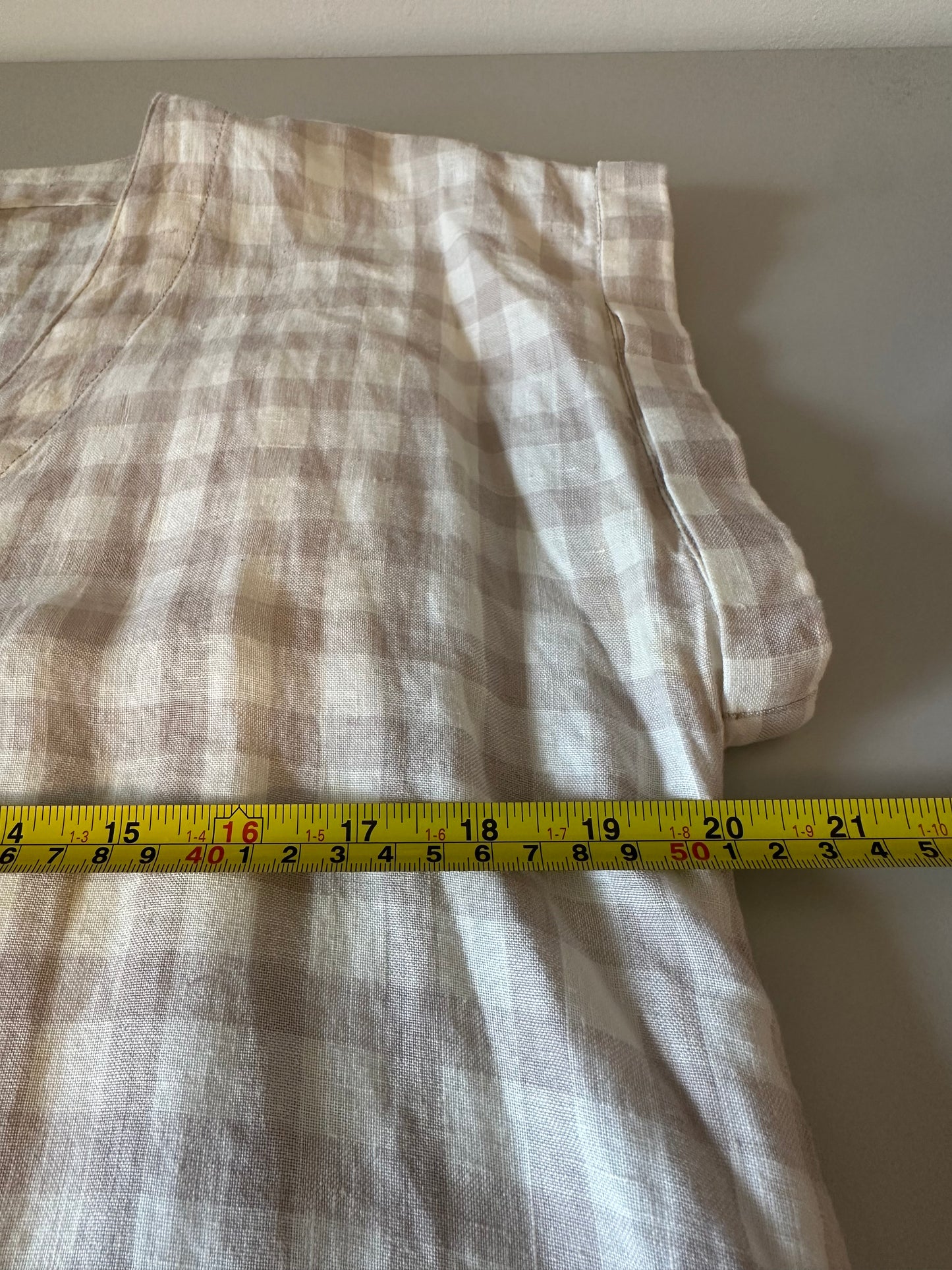 Lou & Grey 100% Linen Gingham Button Front Shift Dress | Size Small