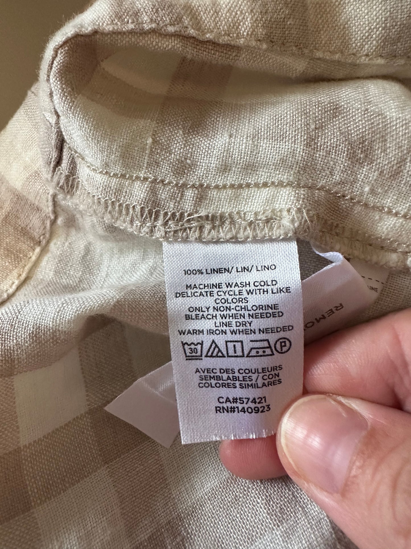 Lou & Grey 100% Linen Gingham Button Front Shift Dress | Size Small