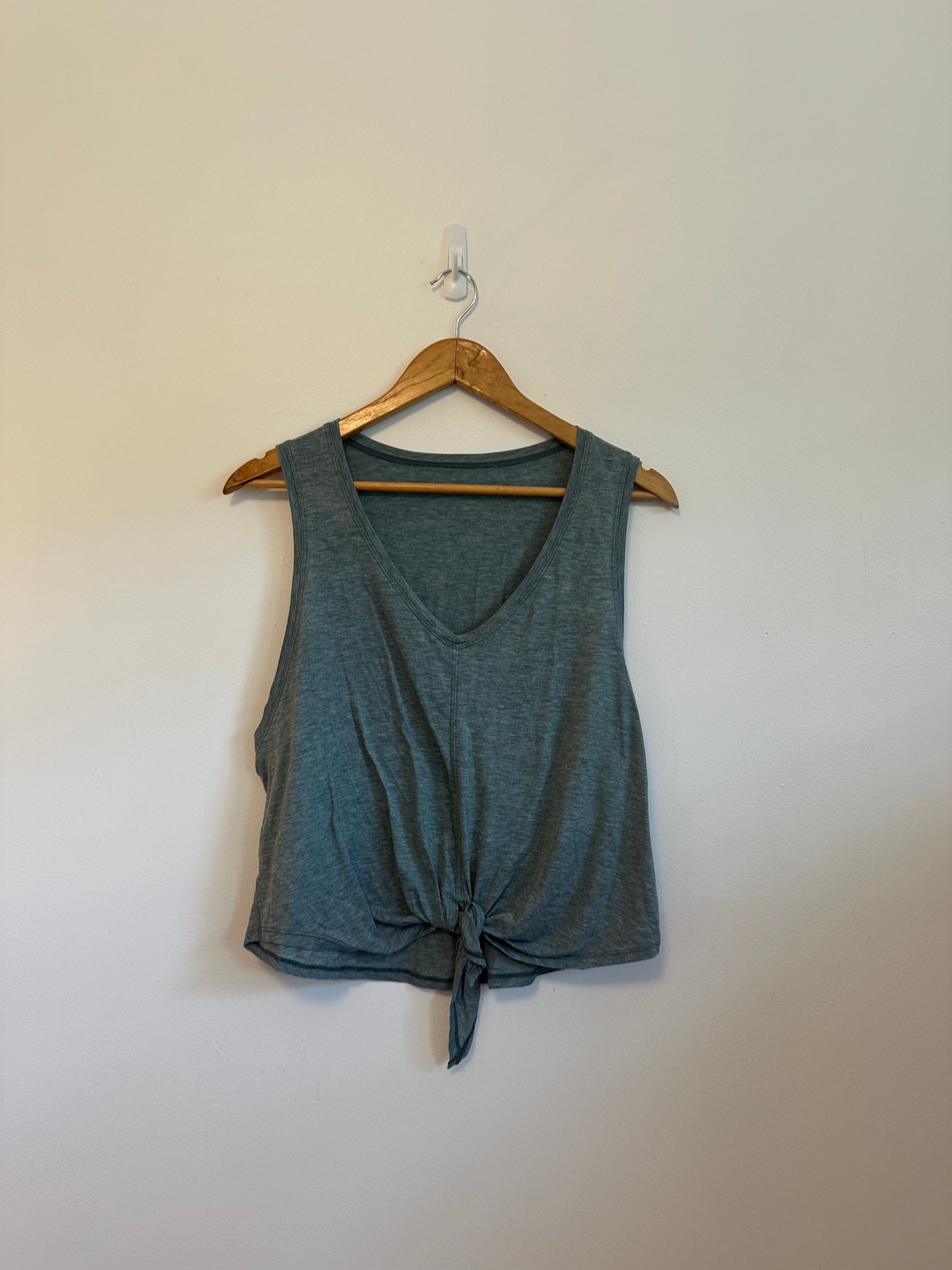 Lululemon Heathered Teal Front Tie Knot V-Neck Sleeveless Tank Top