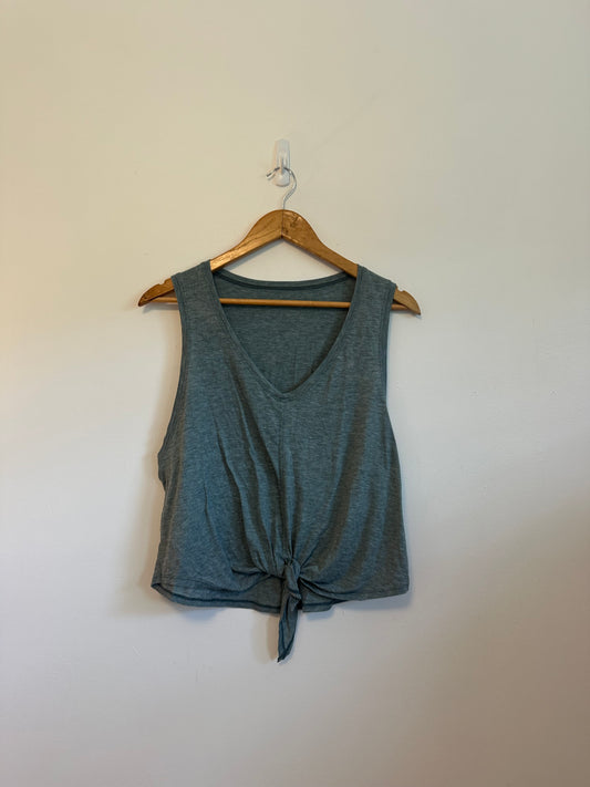 Lululemon Heathered Teal Front Tie Knot V-Neck Sleeveless Tank Top