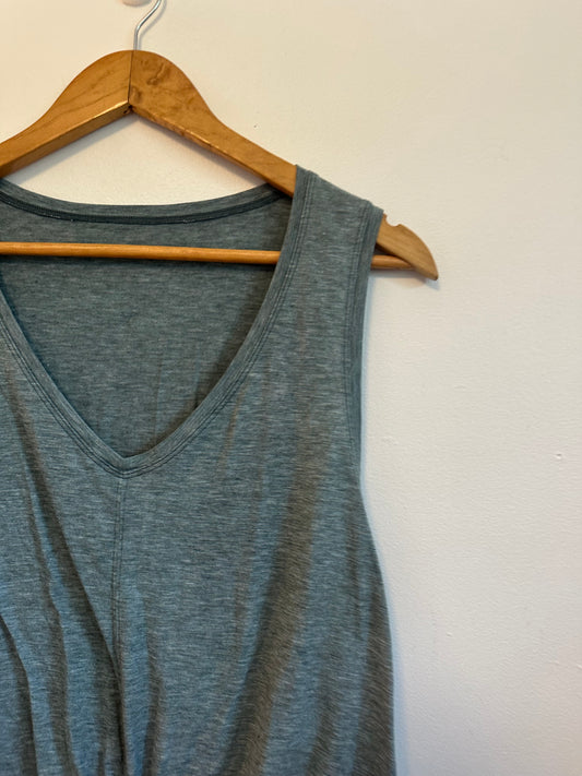 Lululemon Heathered Teal Front Tie Knot V-Neck Sleeveless Tank Top