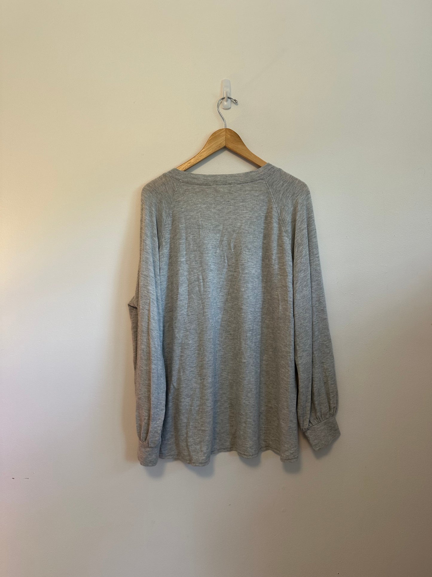 Lucky Brand Heather Gray V-Neck Long Sleeve Top | Size Large