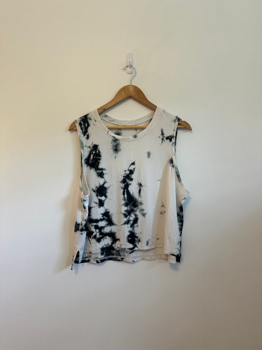 Lululemon Train to Be Tank Top in Black and White Tie Dye Marble Mesh