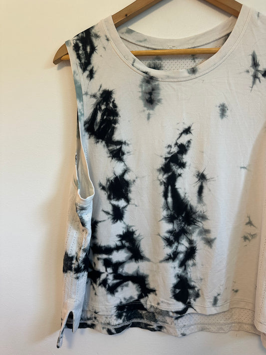Lululemon Train to Be Tank Top in Black and White Tie Dye Marble Mesh