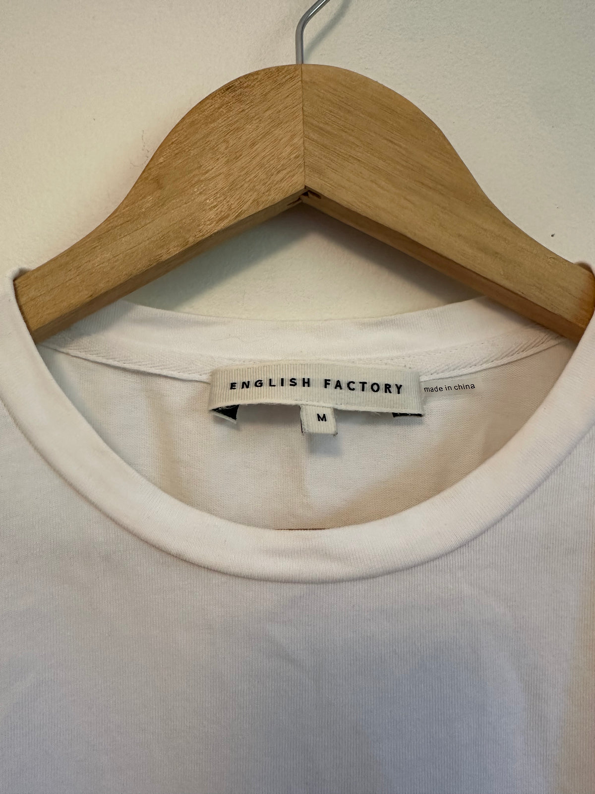 English Factory White Puff Short Sleeve Cotton Crew Neck T-Shirt | Size Medium