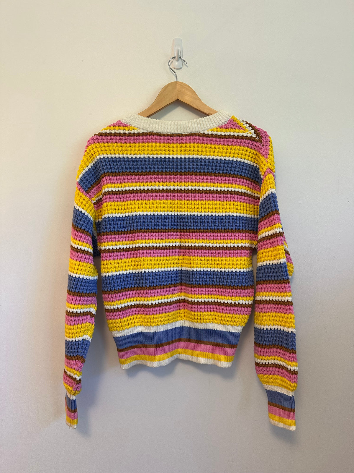& Other Stories Striped V-Neck Multicolor Chunky Knit Sweater | Size Medium