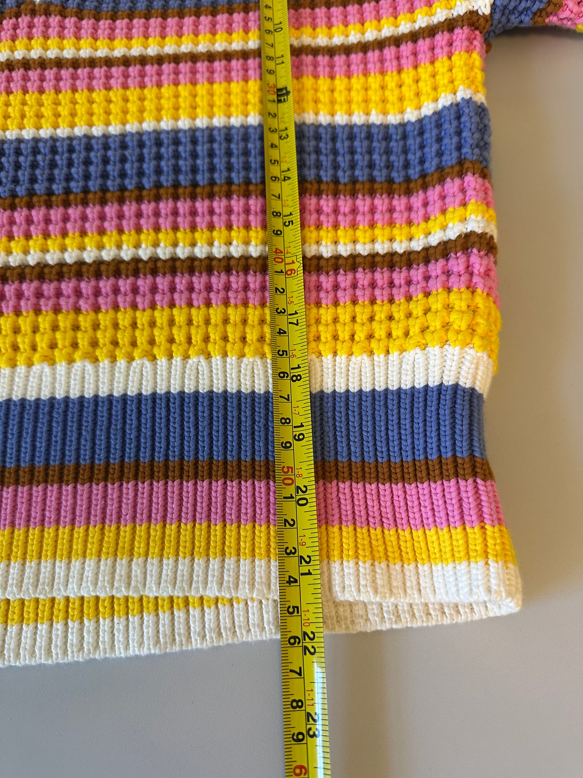 & Other Stories Striped V-Neck Multicolor Chunky Knit Sweater | Size Medium