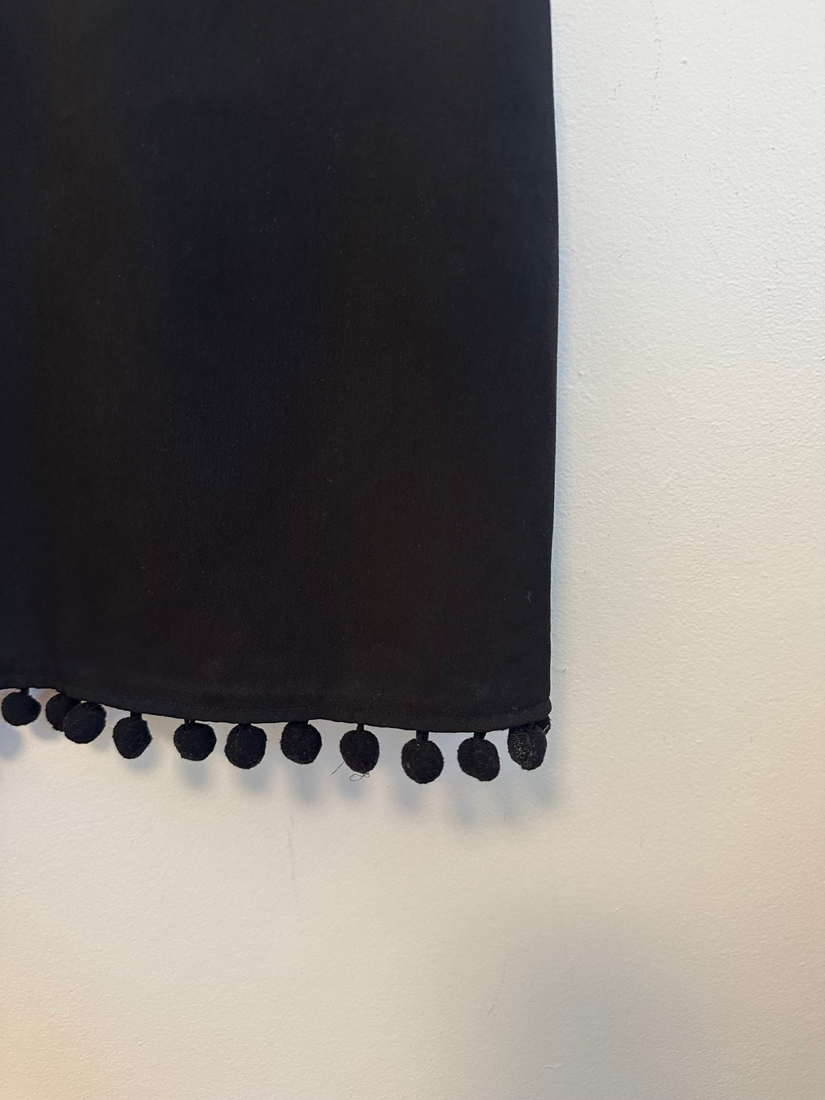 French Connection Black Pom Pom Trim V-Neck Cami | Size Medium