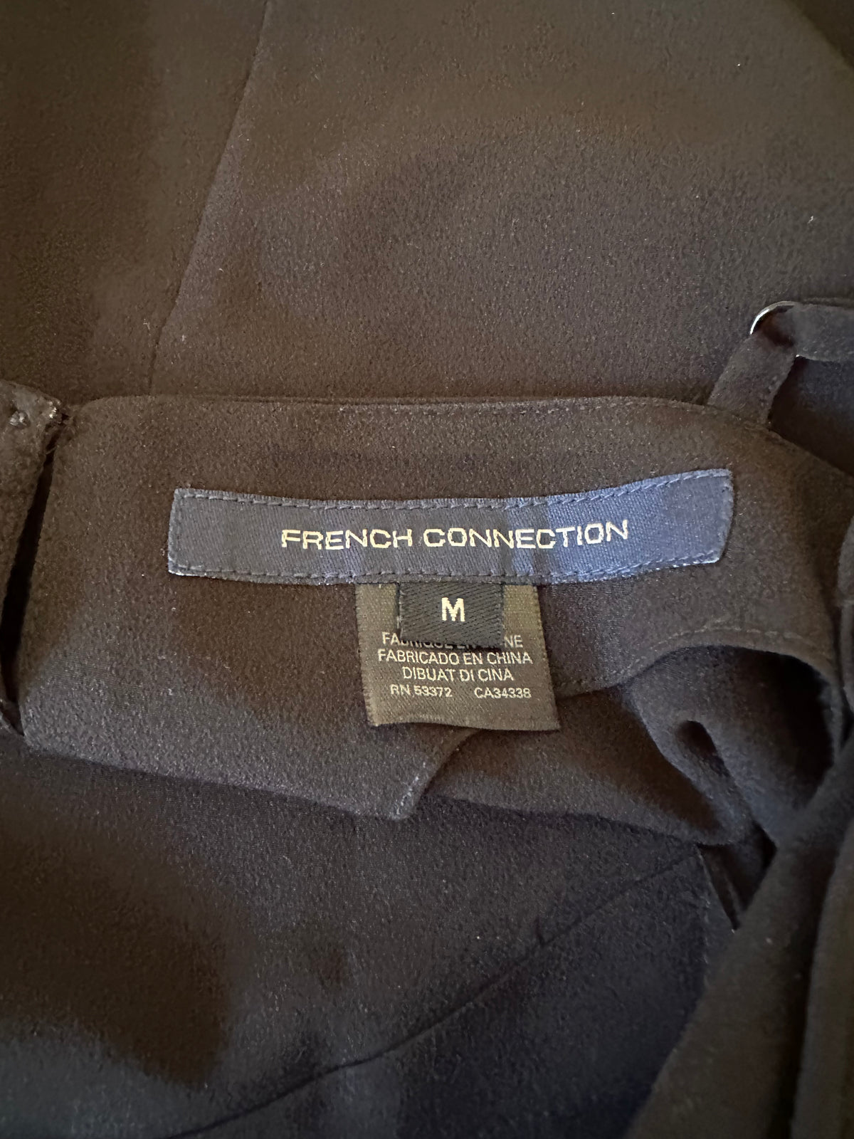 French Connection Black Pom Pom Trim V-Neck Cami | Size Medium