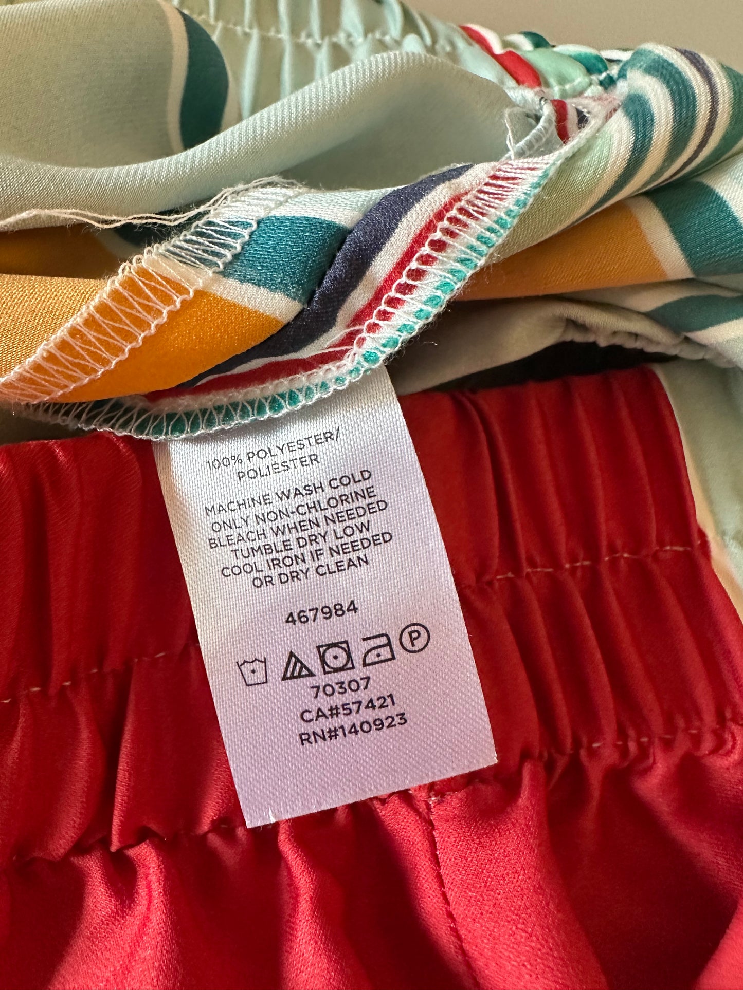 LoftMulti Color Patchwork Stripe Elastic Waist Midi Skirt | Size Medium