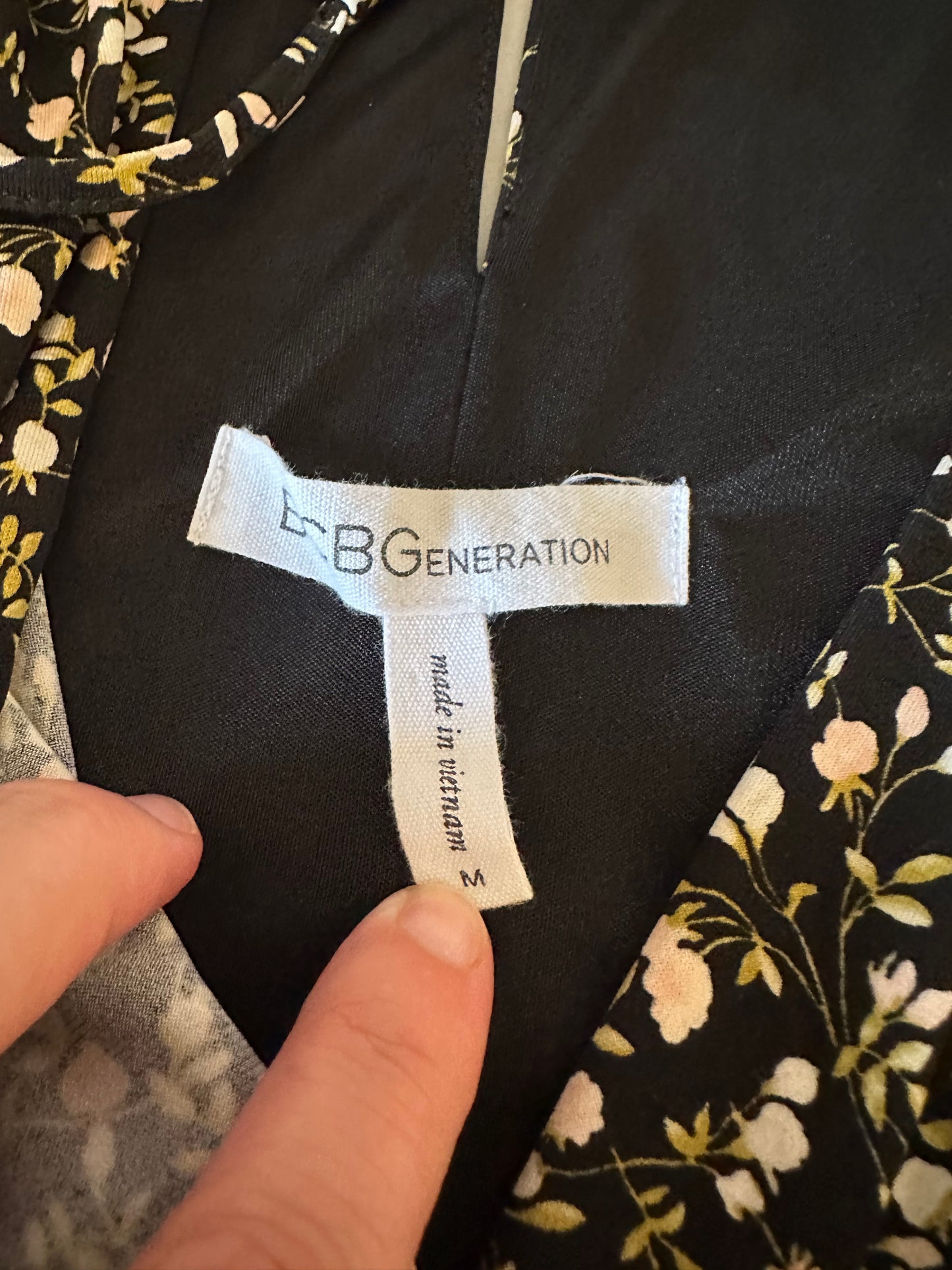 BCBGeneration Black Floral Racerback Midi Dress | Size Medium