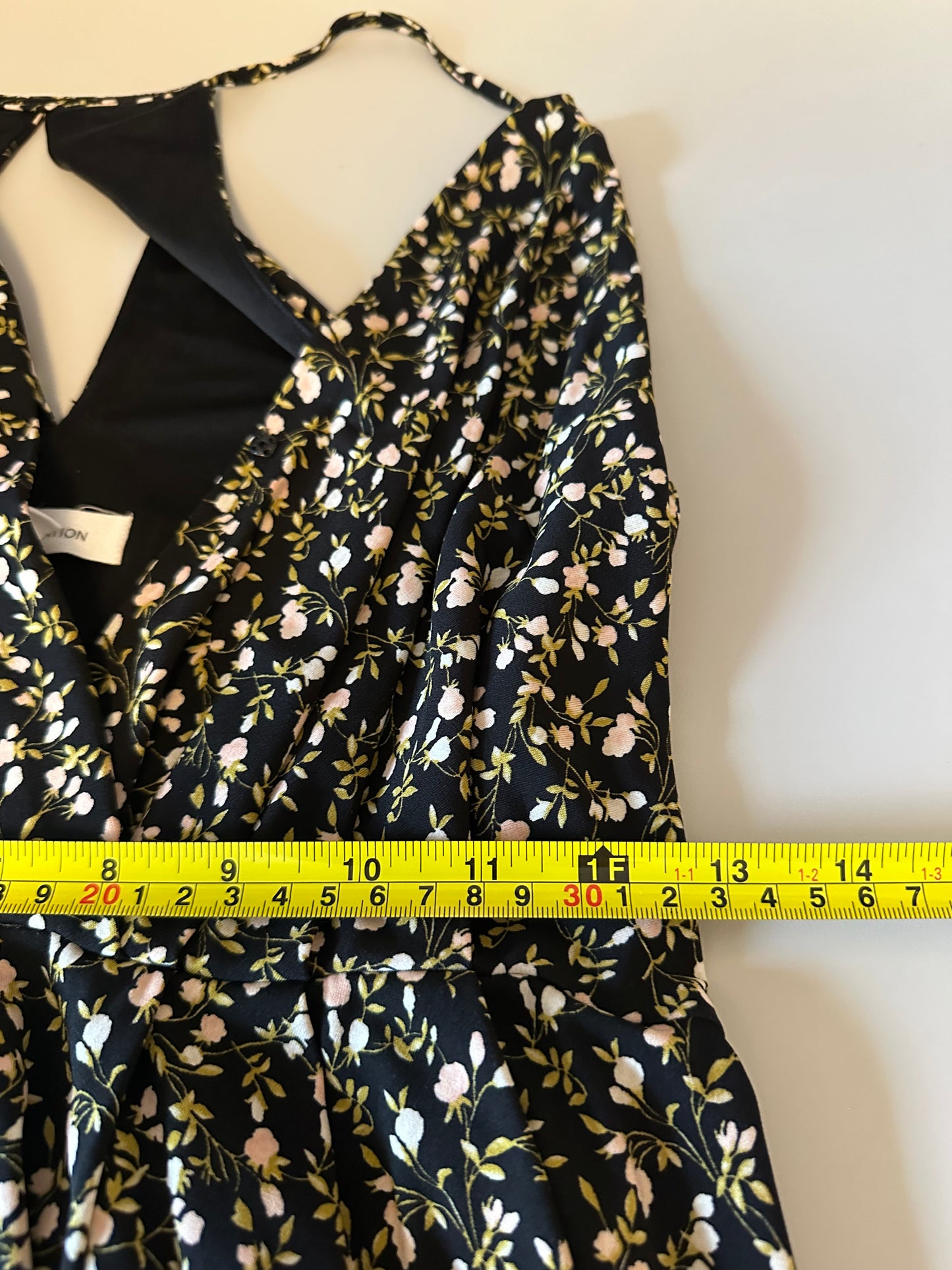 BCBGeneration Black Floral Racerback Midi Dress | Size Medium