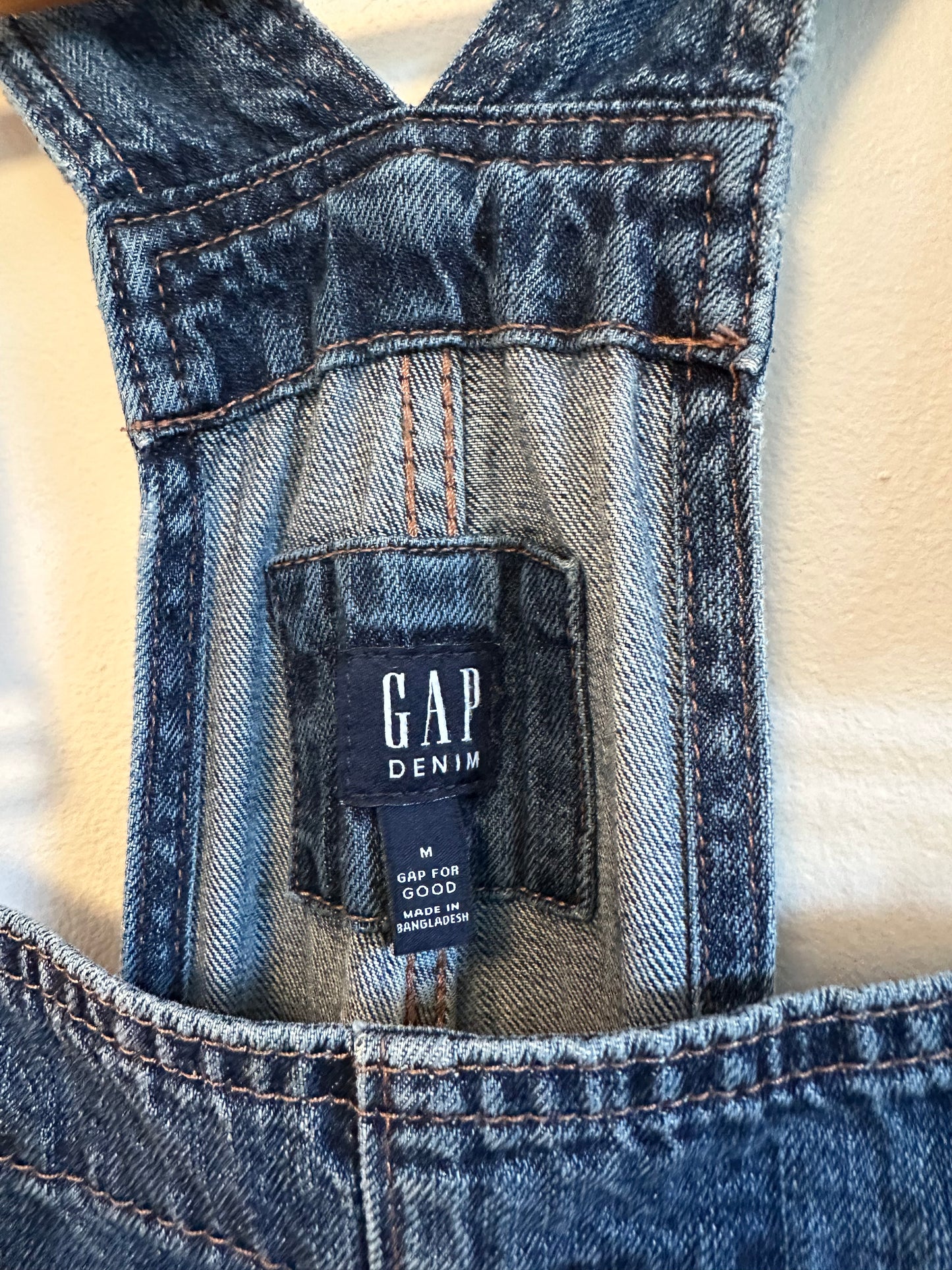 Gap Denim Relaxed Straight Leg Jean Overalls | Size Medium