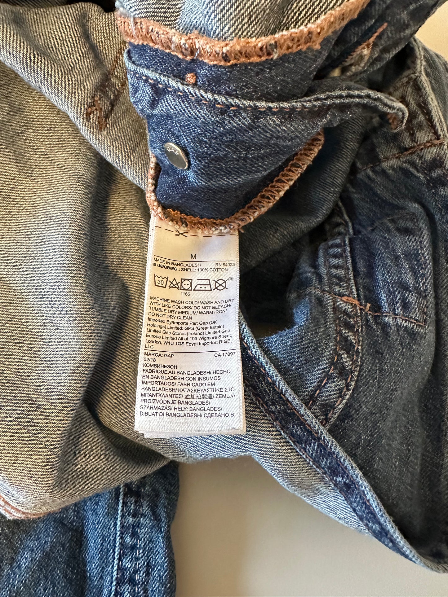 Gap Denim Relaxed Straight Leg Jean Overalls | Size Medium
