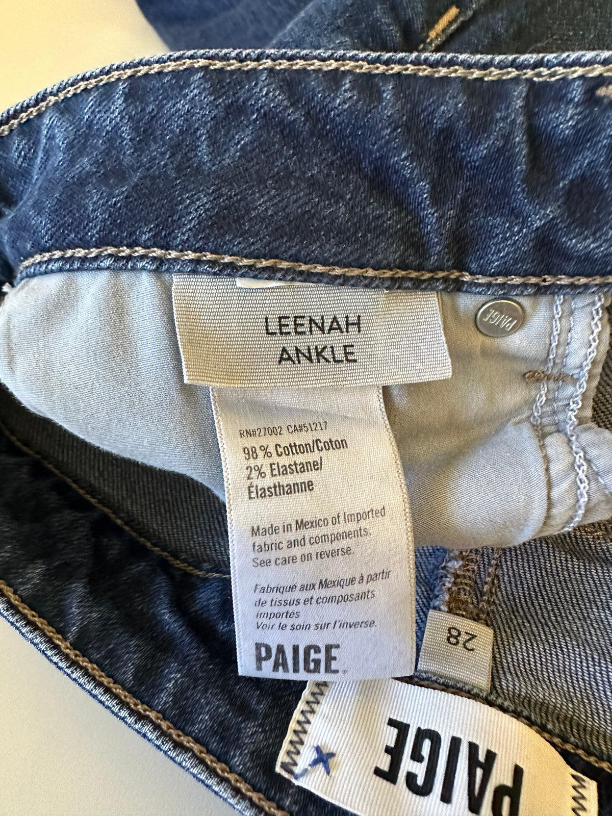 Paige Leenah Ankle High Rise Wide Leg Raw Hem Jeans in Dark Indigo | Size 28