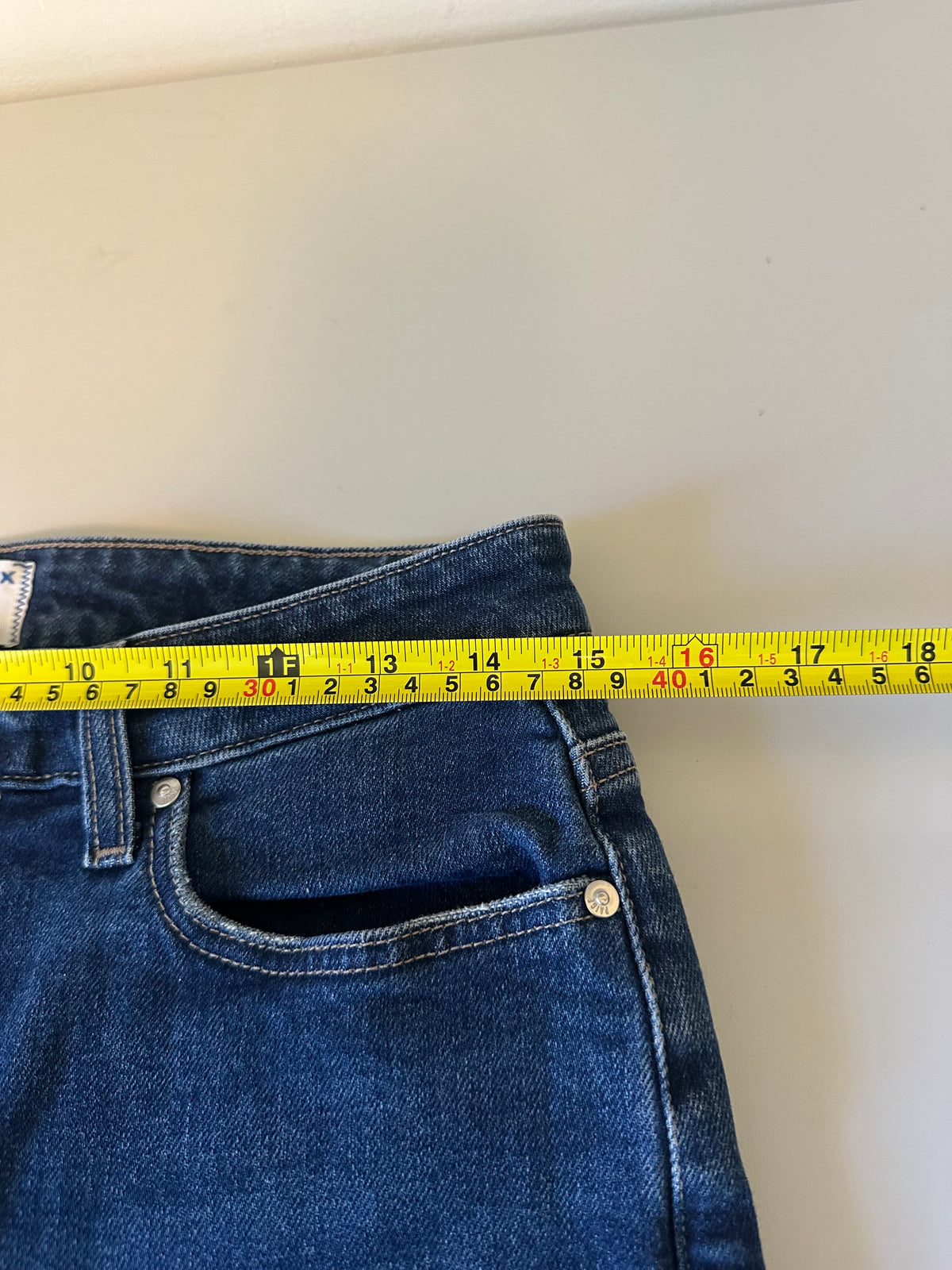 Paige Leenah Ankle High Rise Wide Leg Raw Hem Jeans in Dark Indigo | Size 28