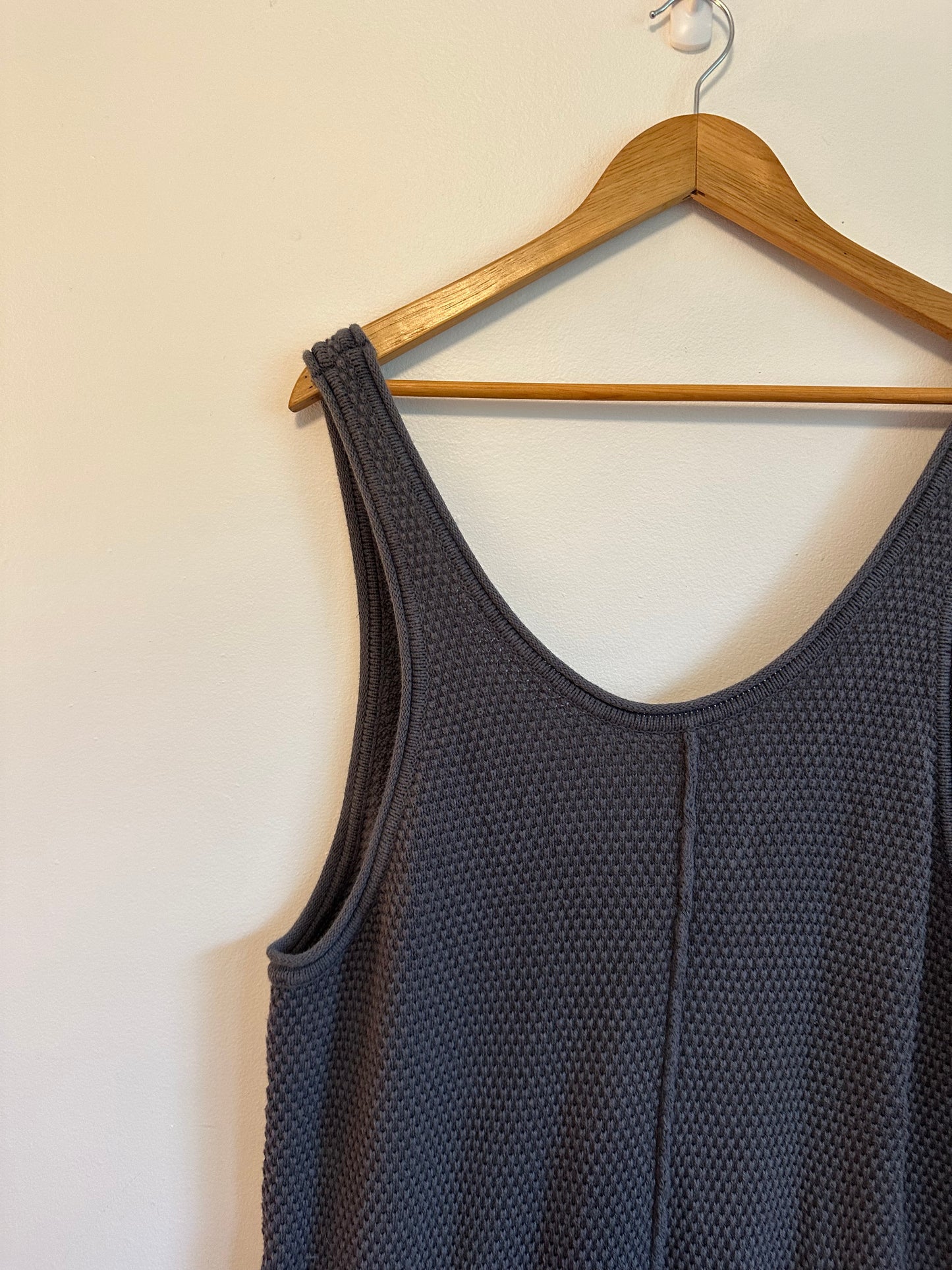 Free People x FP Beach Hailee Cotton Knit Jumpsuit in Charcoal Grey | Size Medium