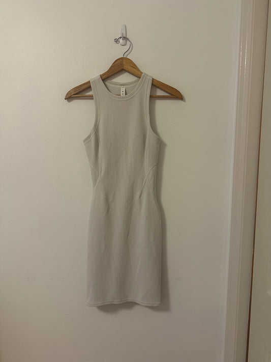 Lululemon Ribbed Softstreme Slim-Fit Tank Dress in Light Ivory | Size 4