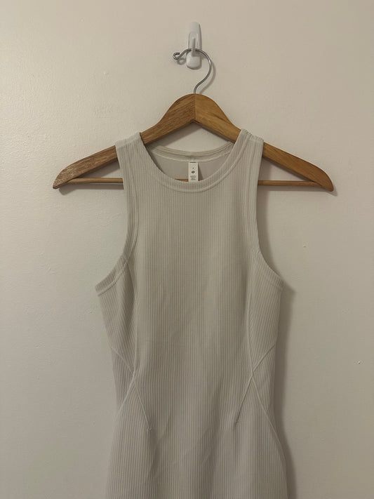 Lululemon Ribbed Softstreme Slim-Fit Tank Dress in Light Ivory | Size 4