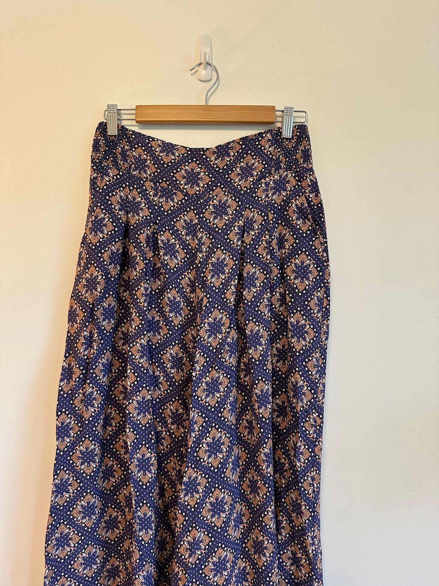 Maeve by Anthropologie Navy Blue Paisley Wide Leg Pants | Size 8