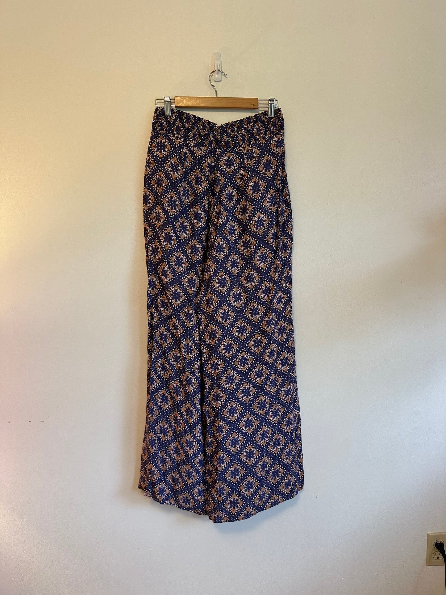 Maeve by Anthropologie Navy Blue Paisley Wide Leg Pants | Size 8