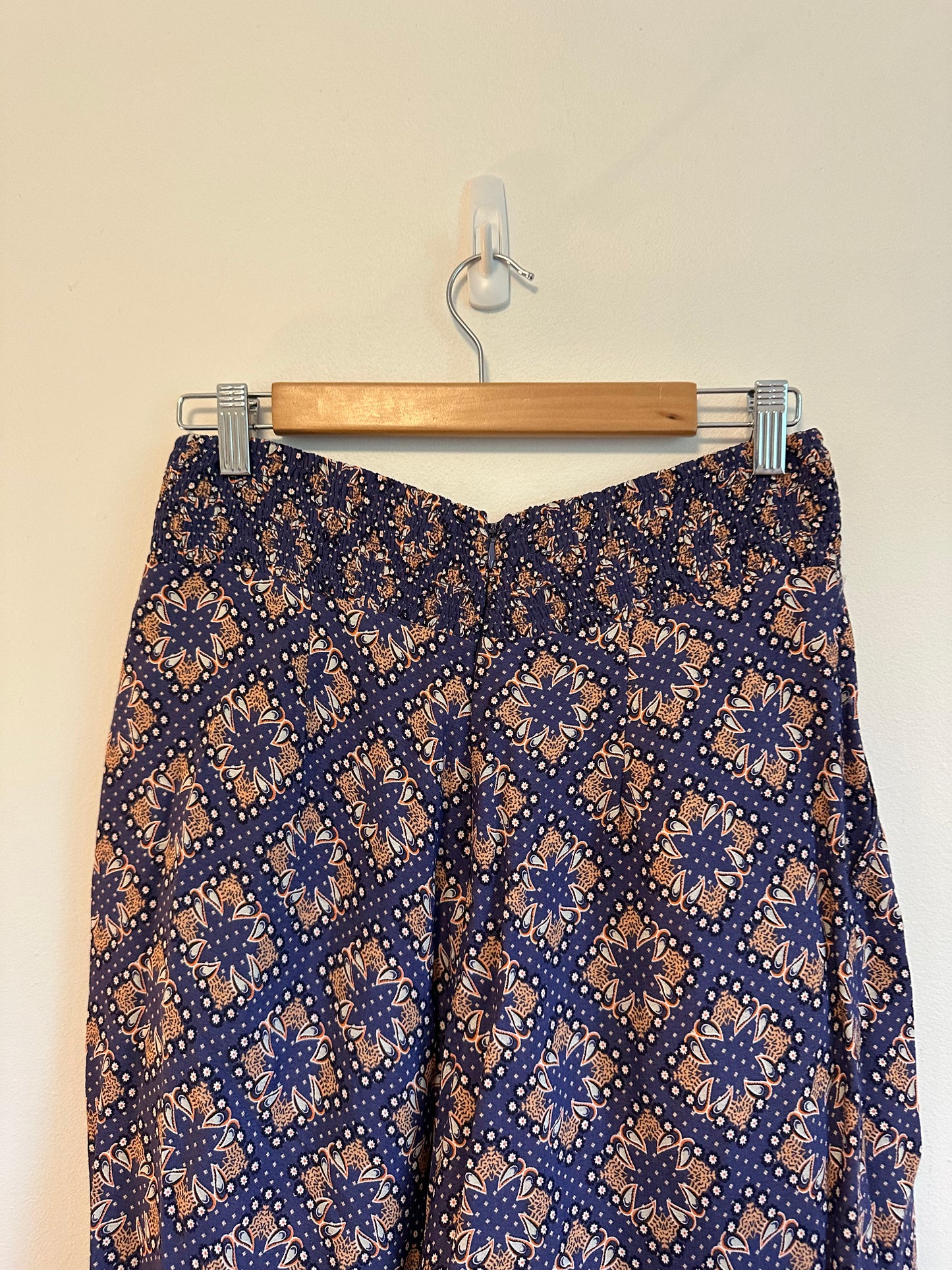 Maeve by Anthropologie Navy Blue Paisley Wide Leg Pants | Size 8