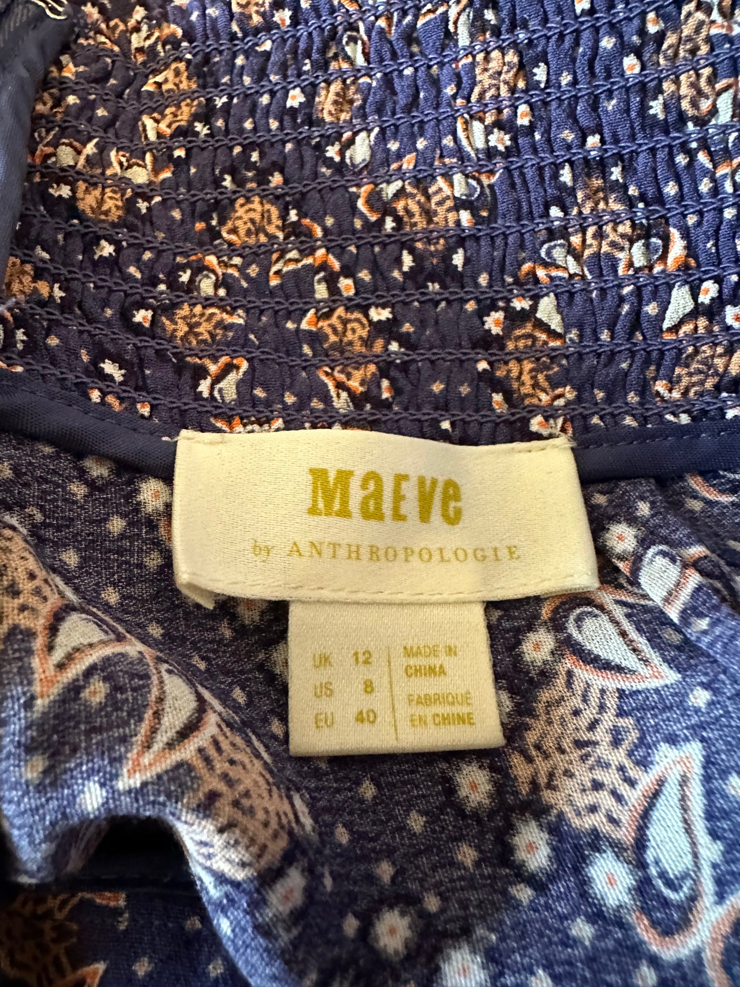 Maeve by Anthropologie Navy Blue Paisley Wide Leg Pants | Size 8