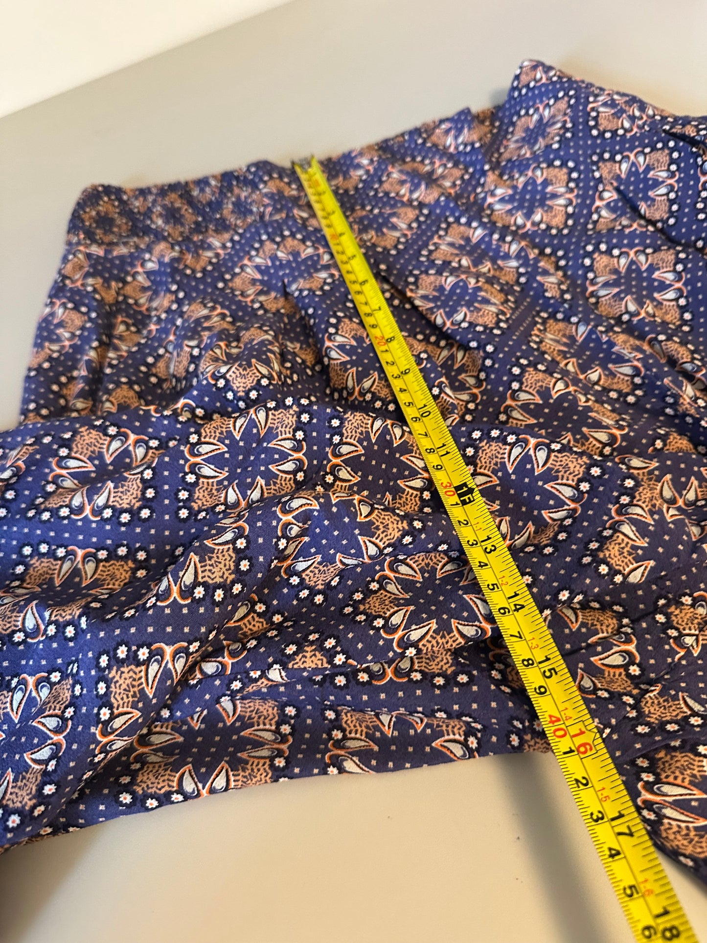 Maeve by Anthropologie Navy Blue Paisley Wide Leg Pants | Size 8