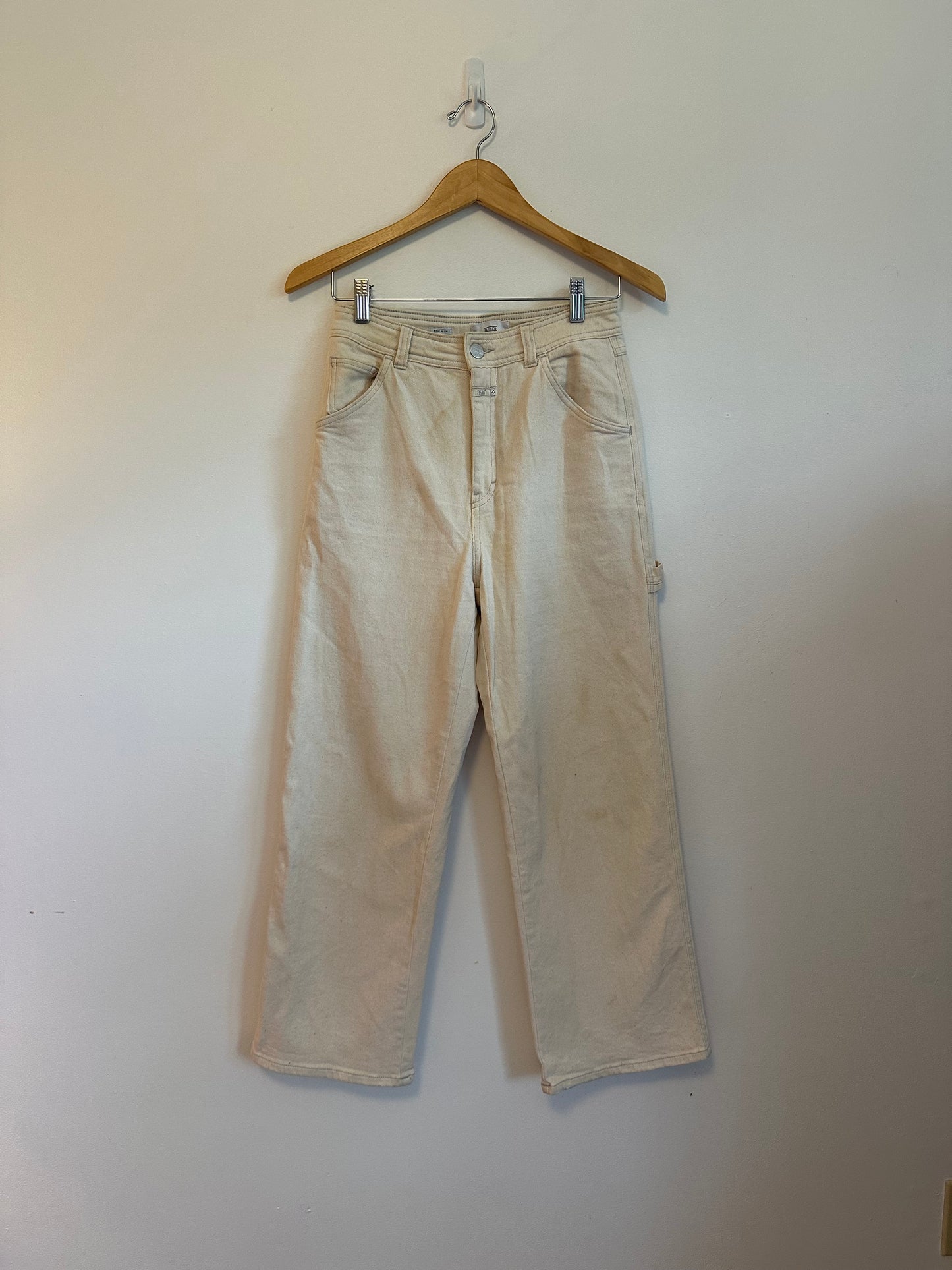 Closed Cream Carpenter Wide Leg Jeans | Size 26