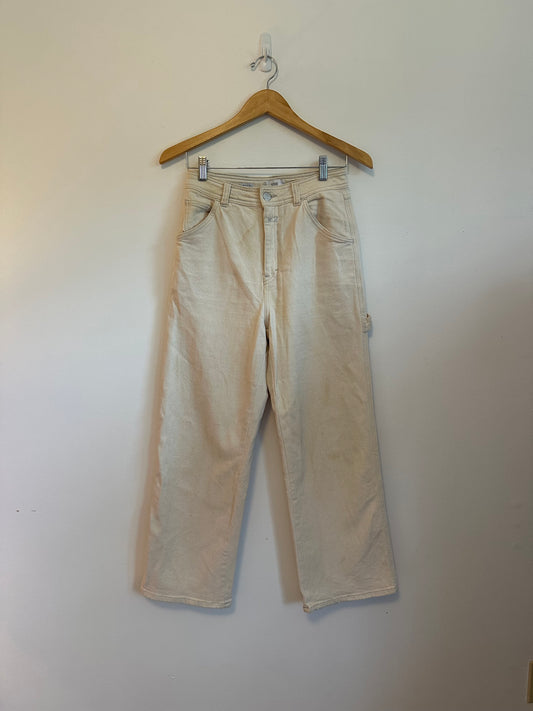 Closed Cream Carpenter Wide Leg Jeans | Size 26