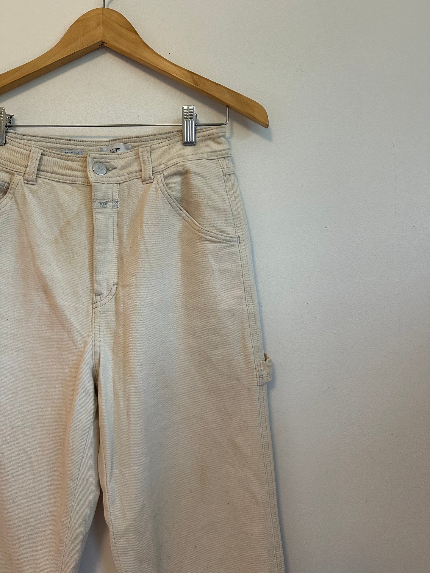 Closed Cream Carpenter Wide Leg Jeans | Size 26
