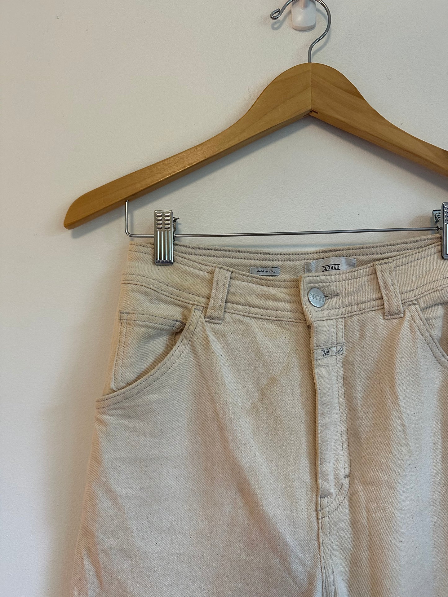 Closed Cream Carpenter Wide Leg Jeans | Size 26