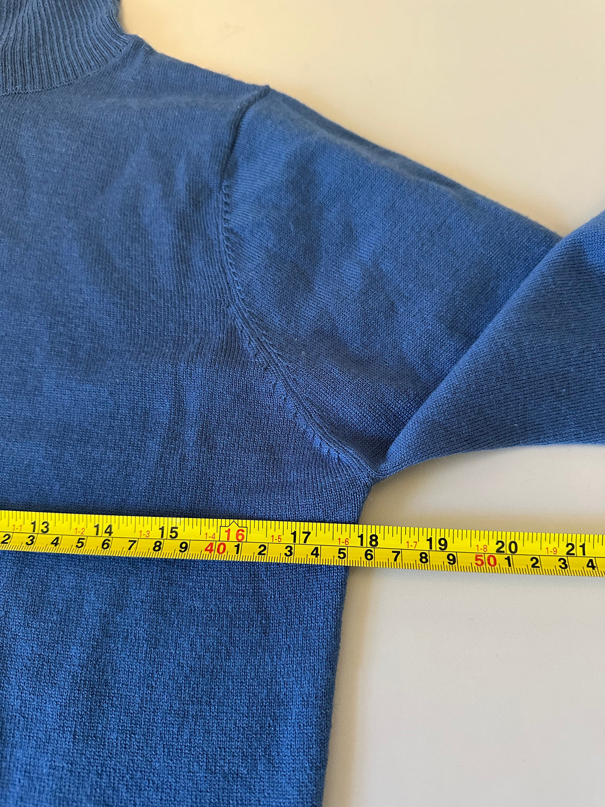 STAUD Blue Wool Blend Lantern Puff Sleeve Turtleneck Sweater | Size Large