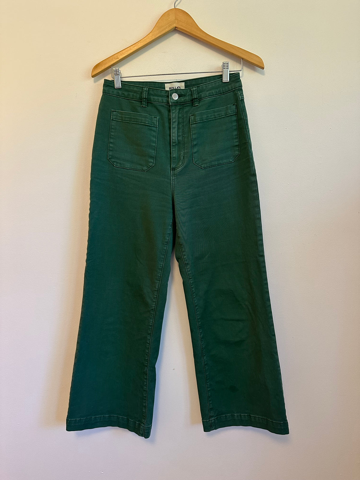 Rollas High Rise Wide Leg Sailor Pants in Basil Green | Size 29