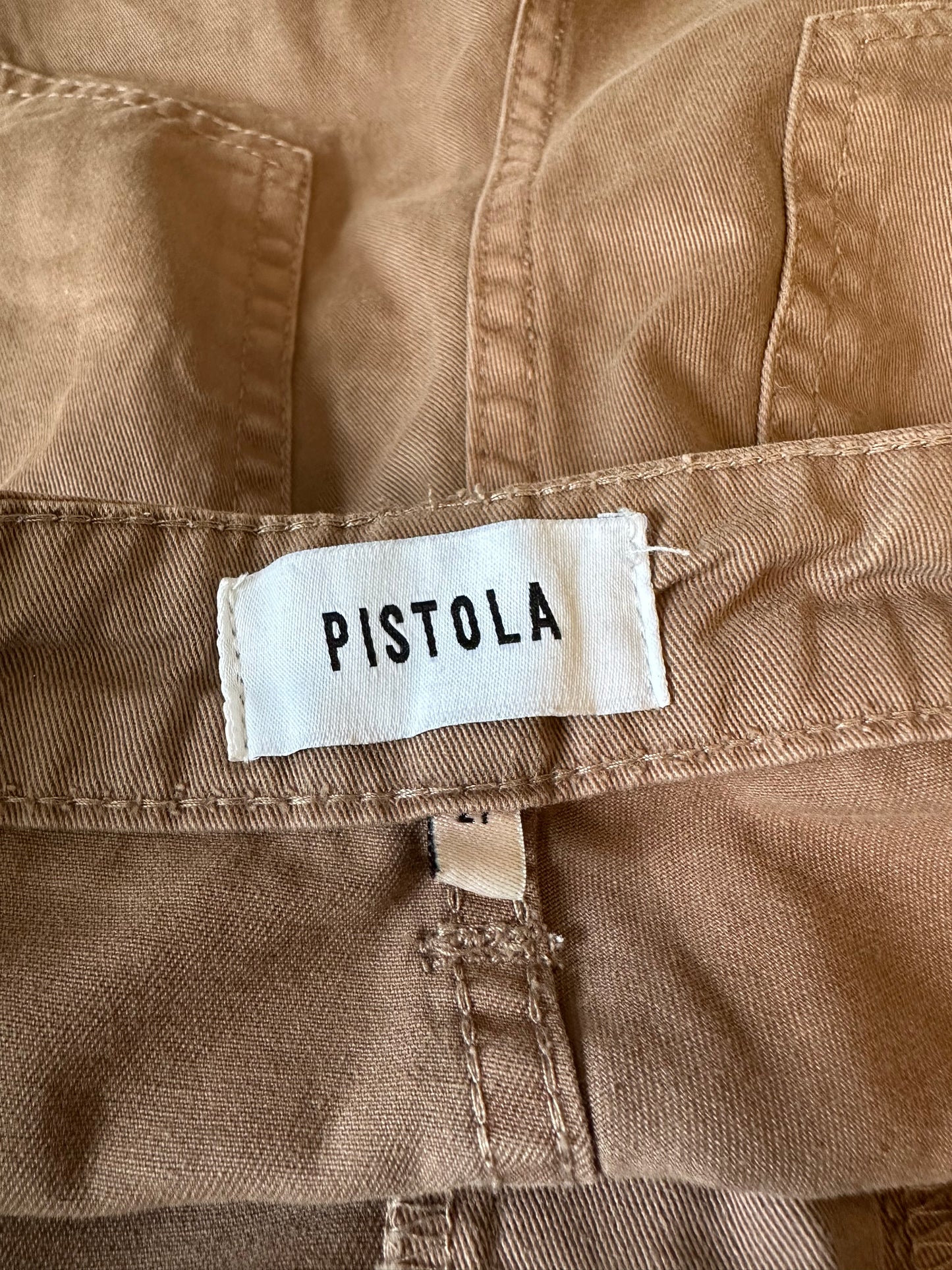 Pistola High Rise Button Fly Straight Leg Utility Pants in Brown | Size 27