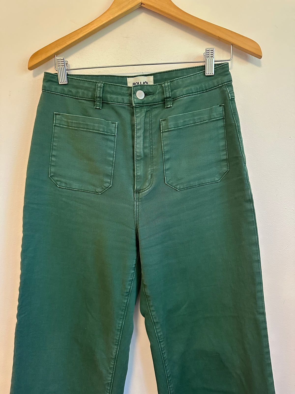 Rollas High Rise Wide Leg Sailor Pants in Basil Green | Size 29