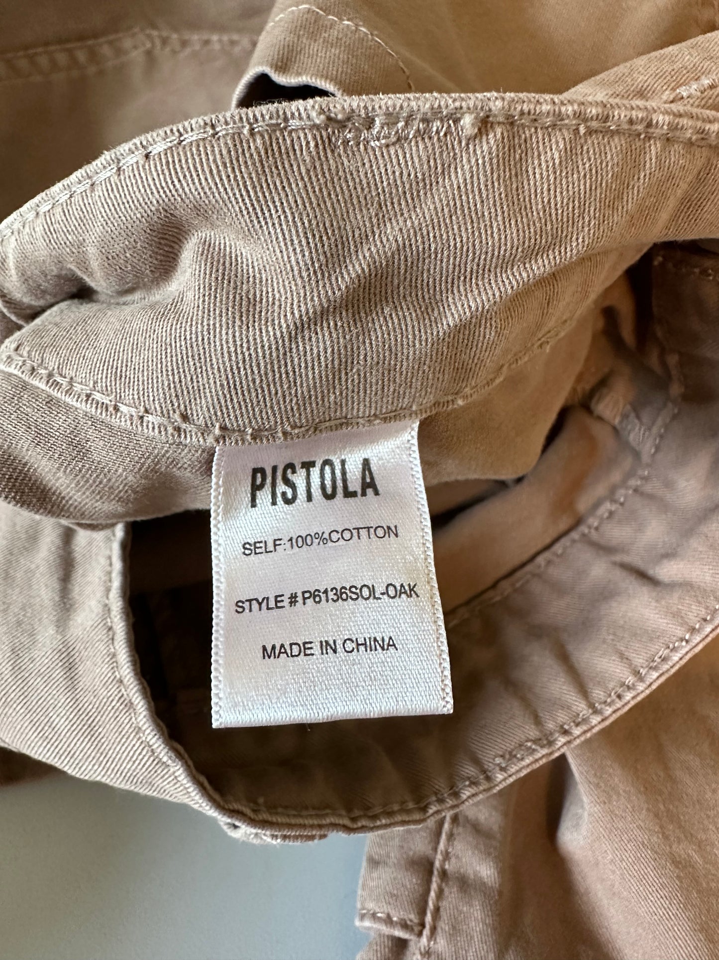 Pistola High Rise Button Fly Straight Leg Utility Pants in Brown | Size 27