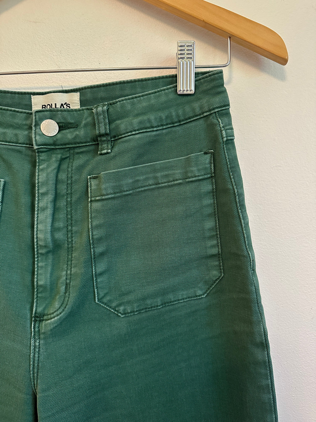 Rollas High Rise Wide Leg Sailor Pants in Basil Green | Size 29