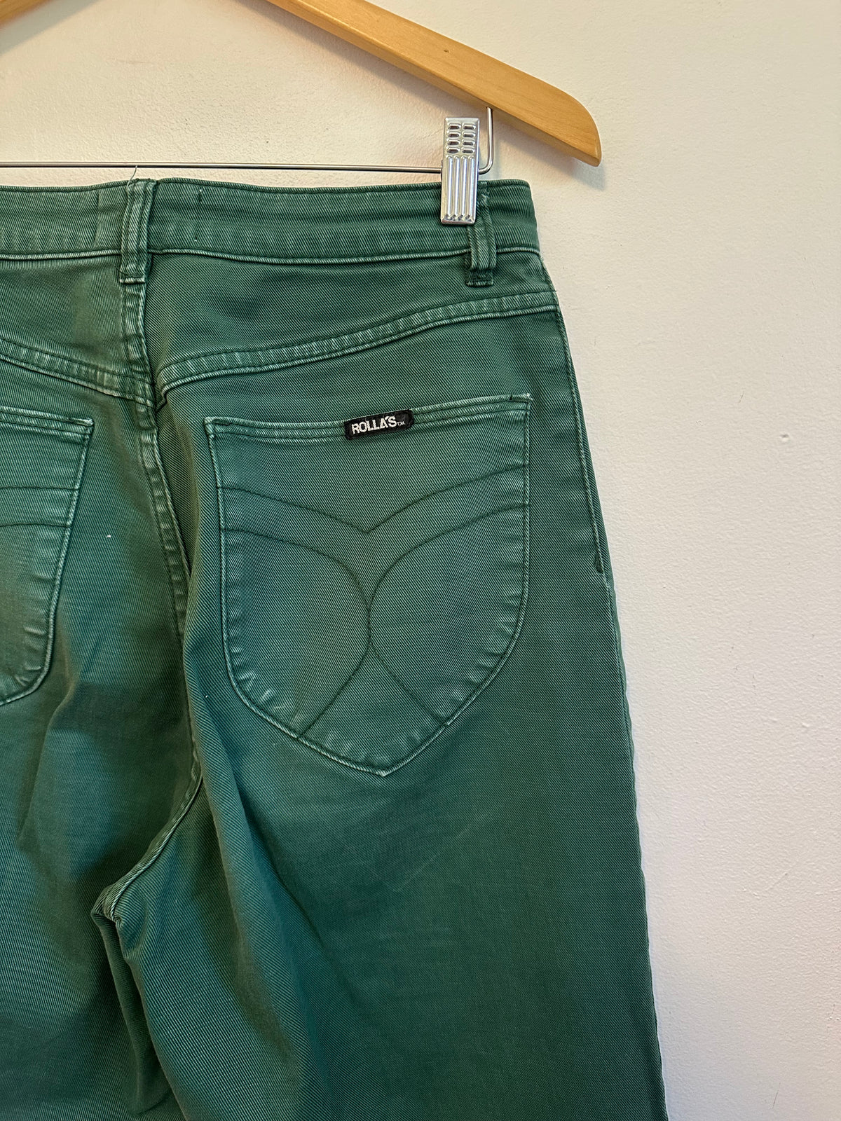 Rollas High Rise Wide Leg Sailor Pants in Basil Green | Size 29