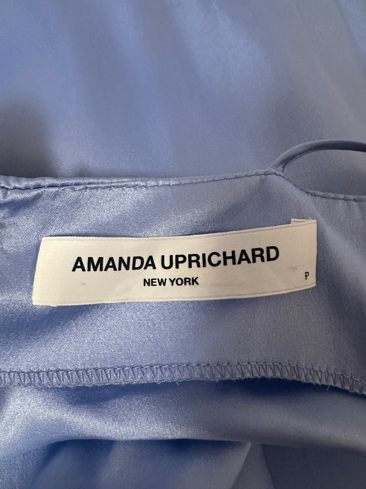 Amanda Uprichard Ruffle High Low Maxi Dress in Baby Blue Silk | Size Small