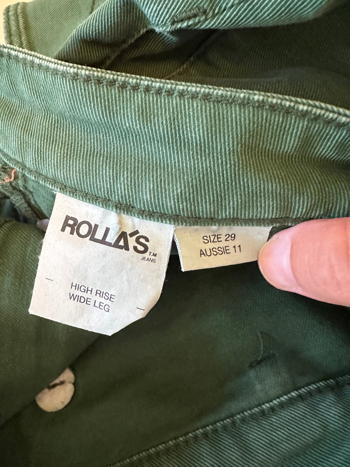 Rollas High Rise Wide Leg Sailor Pants in Basil Green | Size 29