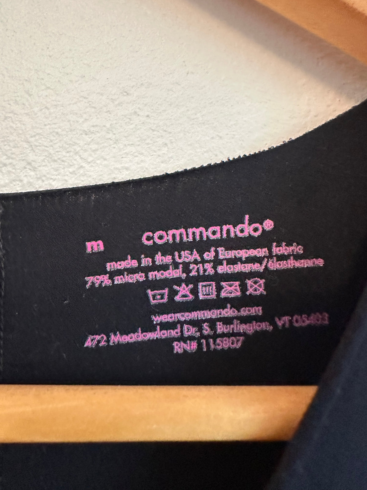 Commando Black Micro Modal V-Neck Long Sleeve Bodysuit | Size Medium