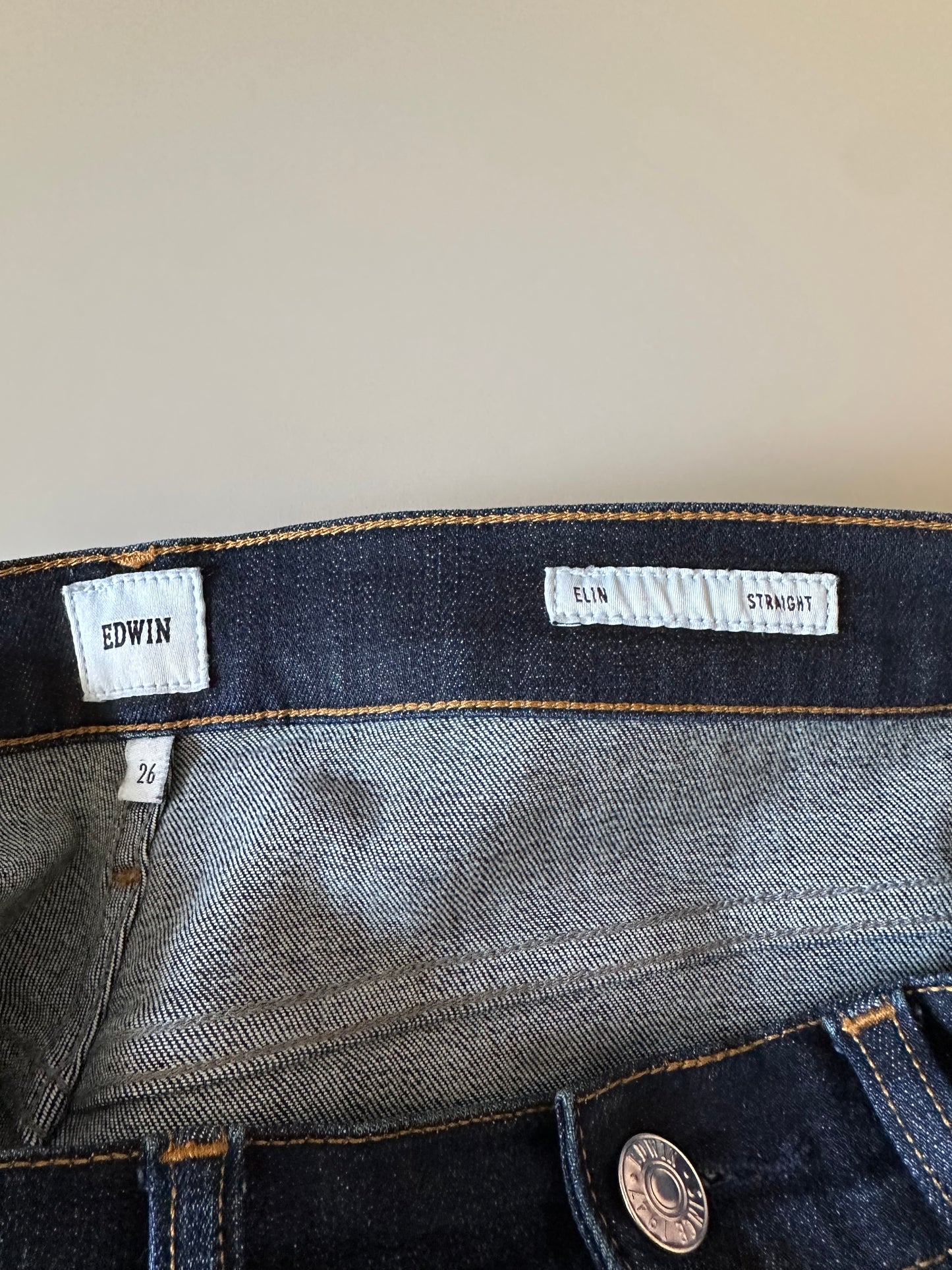 Edwin Elin Straight Leg Dark Indigo Wash Jeans | Size 26