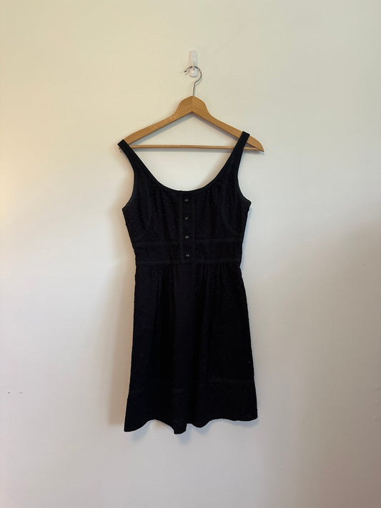 Marc by Marc Jacobs Black Swiss Dot Cotton Mini Dress | Size 2