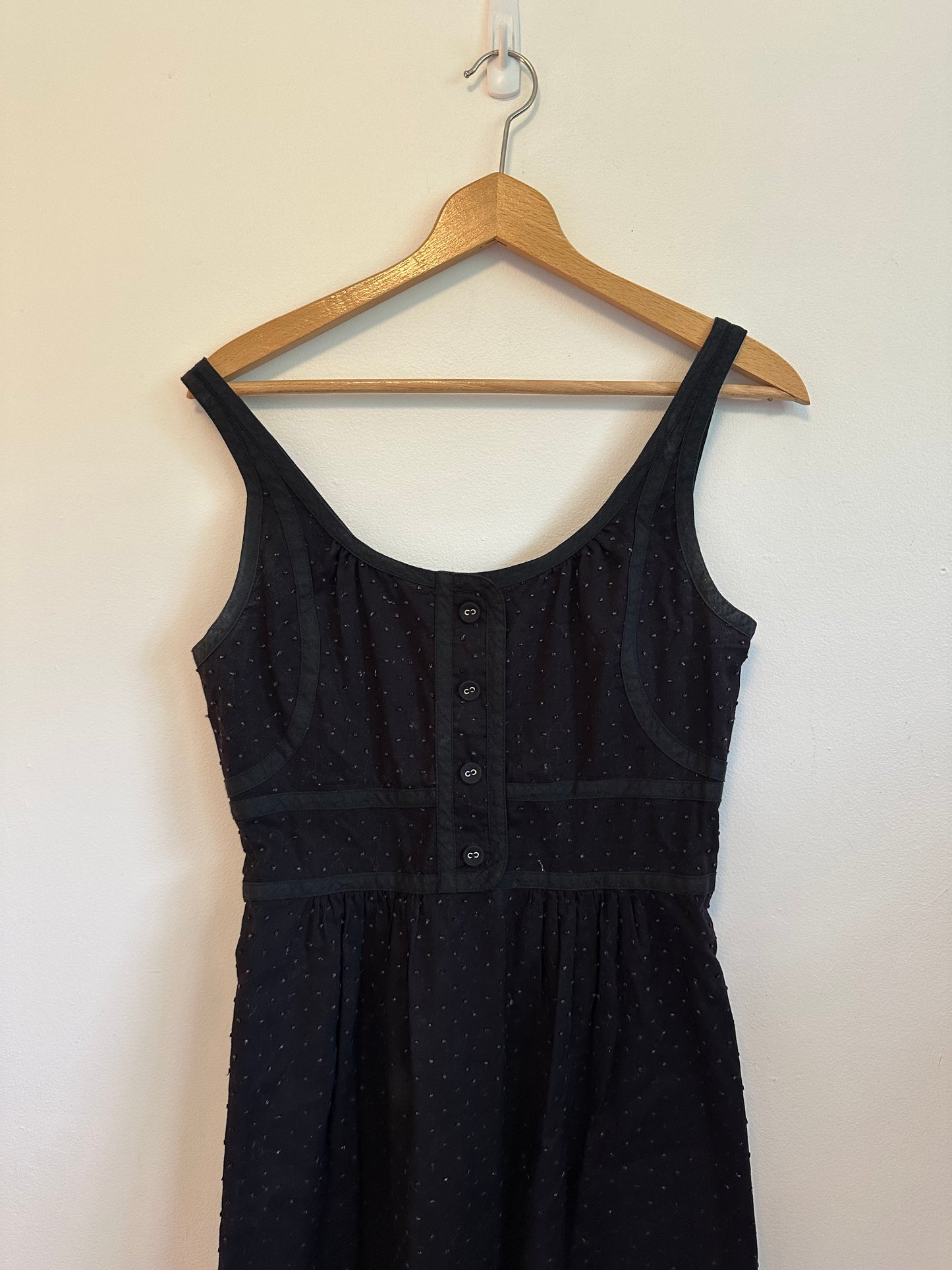 Marc by Marc Jacobs Black Swiss Dot Cotton Mini Dress | Size 2